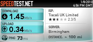 screenshot from speedtest.net